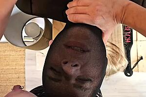 Aqua Pola fingers pierced nipples clit in nylon outfit pussy play