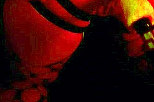 submissive girlfriend's shaved ass gets wrecked by fuck machine dildo close-up in fishnets... gaping whore heaven!