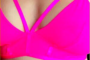 wifey flashes perfect tits in hot pink lingerie homemade