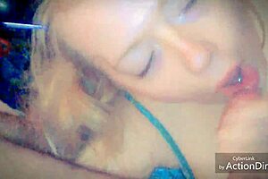 blonde amateur babe deepthroats cock swallows thick cum load