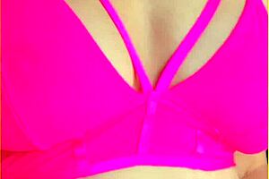 wifey flashes perfect tits in hot pink lingerie homemade