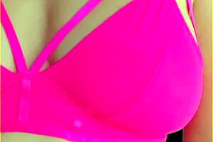 wifey flashes perfect tits in hot pink lingerie homemade