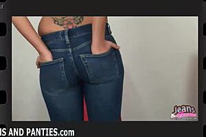 Neighbor girl in pigtails strips tight jeans and panties turning heads next door