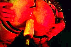 submissive girlfriend's shaved ass gets wrecked by fuck machine dildo close-up in fishnets... gaping whore heaven!