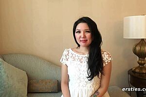 Ameliya Intimately Fingers Shaved Pussy And Teases Clit In Bedroom