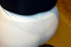 Madura flashes red thong in see-through leggings on street