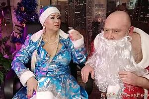 mature russian couple closeup doggystyle santa cosplay face cum jokes