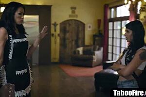 lesbian stepmom fucks teen stepdaughter 😘 hot milf action!