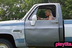 wanna see big ass blonde milf strip nude outside?