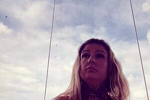 tattooed chick's hard nipples pop through see-through gym top