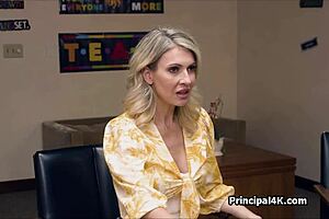 blonde milf bent over teacher's fat cock pounding 💦