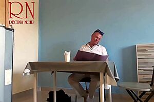 Naked Curvy Maid Waitress Serves Navel Food Voyeur Domination