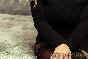 horny busty blonde brittany andrews fingers her wet twat in solo play