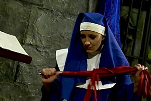 naughty nun angel long dominates katie k's pussy play