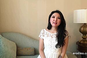 Ameliya Intimately Fingers Shaved Pussy And Teases Clit In Bedroom