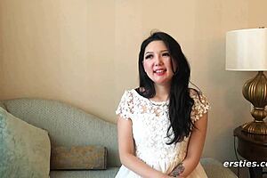 Ameliya Intimately Fingers Shaved Pussy And Teases Clit In Bedroom