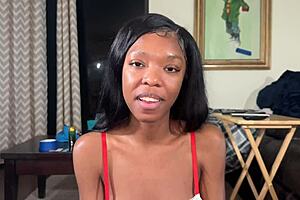 Munro Blaxxx begs for second interracial creampie in tight curvy pussy