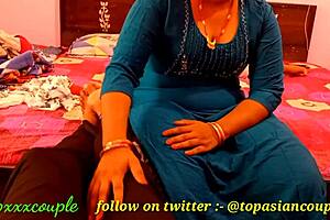 Indian couple gives close-up blowjob ending in mouth cum swallow