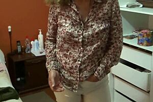 stepmom flashes her huge latina tits and hairy pussy, begs my friends to jerk off