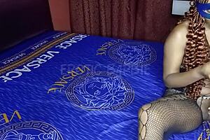 momma bear oils up her tasty ebony twat fingering solo for your tongue