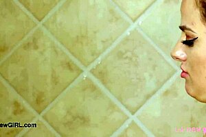 Drop Dead Gorgeous BLONDE MILF Takes a Steamy SHOWER Solo on Sofa!