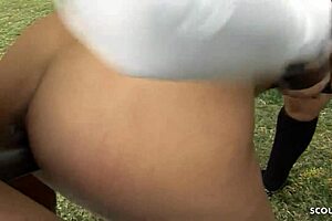 Brown Ebony Bitch's Round Ass Takes Interracial DP Threesome Pound!