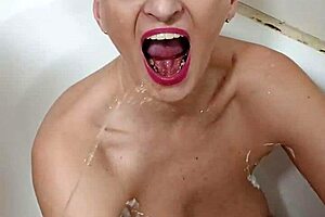 German whore Sandra drinks piss drunk golden shower.