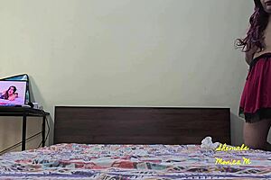 Shemale Monica M Teases Her Big Ass And Small Tits In Red Lingerie Babydoll