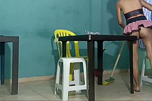 Spanish maid cleans house then showers happy ending