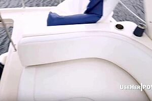 Curvy stepmom bares fat ass sunbathing on boat!