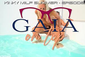 kinky blonde milf anal gaping poolside, drinks piss from squirting ass fuck mouthful