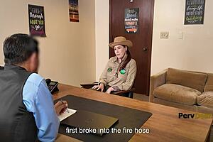 Perverted principal dominates subgirl juan largo on his desk.