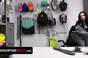 shoplyfter mylf teen caught stealing calls stepmom for office rescue