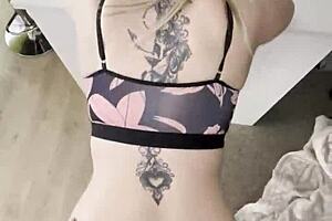 stepson sneaks big cock into kitchen after hubby leaves, pounds tattooed milf hard