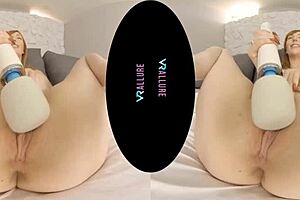 fiery redhead milf shoves dildo deep in shaved pussy vrallure style