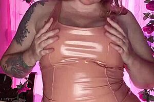 Teasing MILF in Latex Dress!